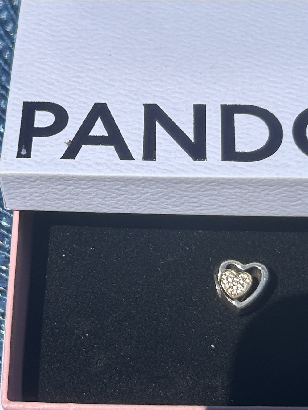 Pandora Silver Heart Charm with Clear Pavé in Pink Box - Picture 5 of 6